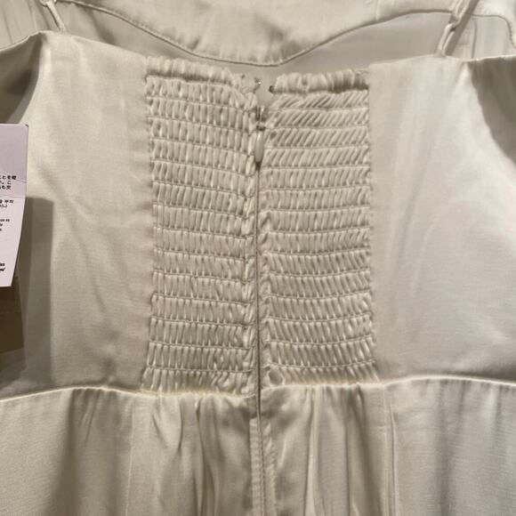 Abercrombie & Fitch XS Petite Camille Dress | Ivory Satin, Smocked Back, Bridal - Picture 9 of 14